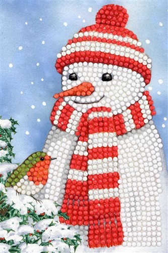 Crystal Art Cards - Cosy Snowman