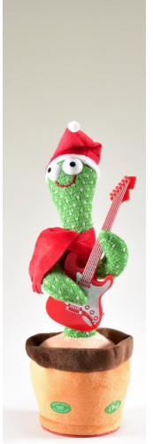 Tanzender Weihnachtskaktus mit Mütze und Gitarre