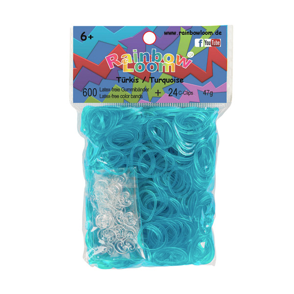 Rainbow Loom® Gummibänder Türkis Jelly