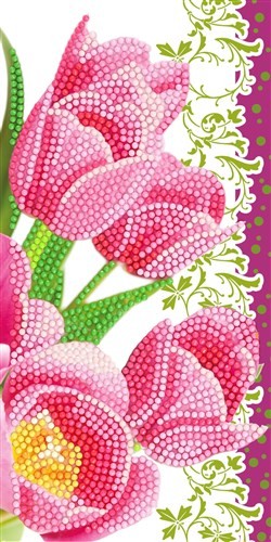 Crystal Art Cards - Pink Tulips