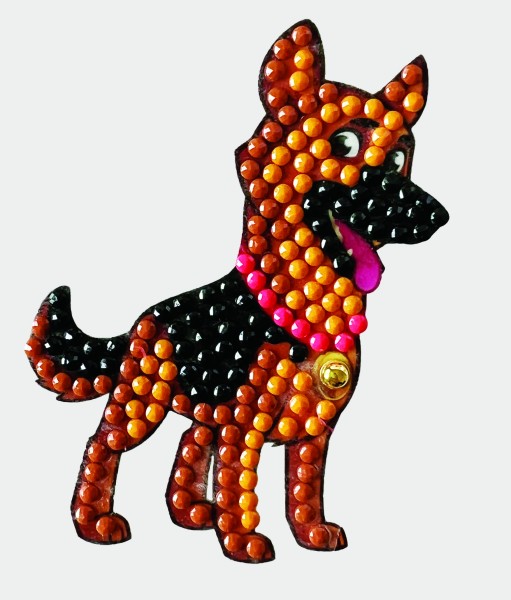 Crystal Art Painting-Sticker - Freudiger Hund